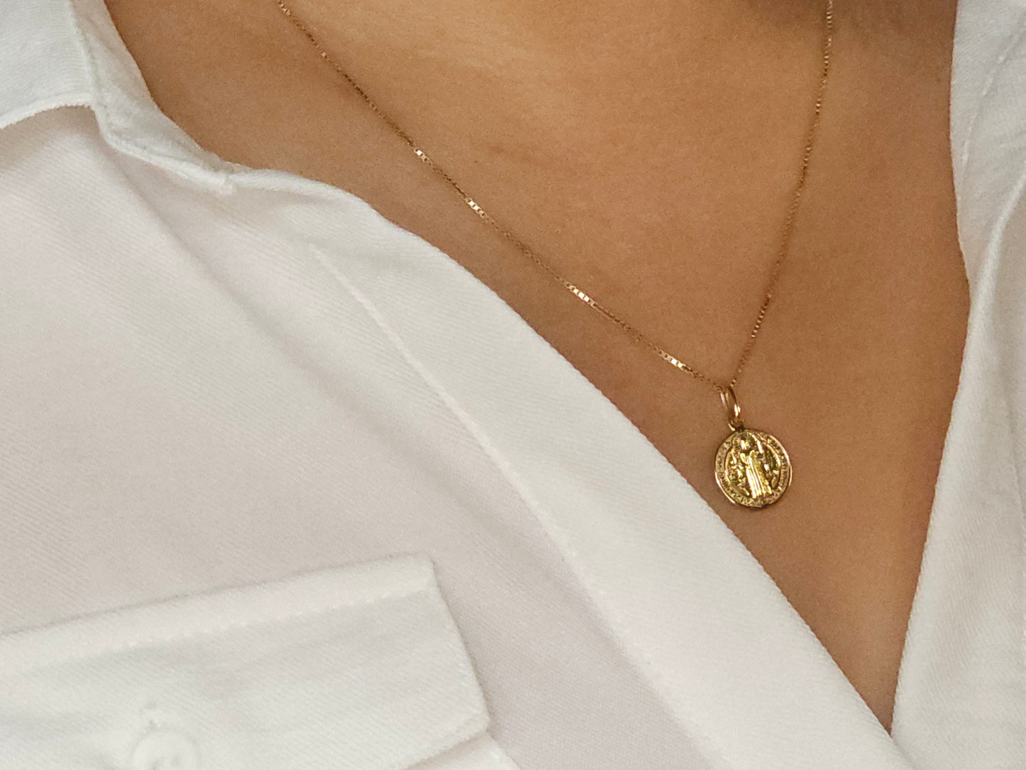 Charms necklace with Saint Benedict Pendant.