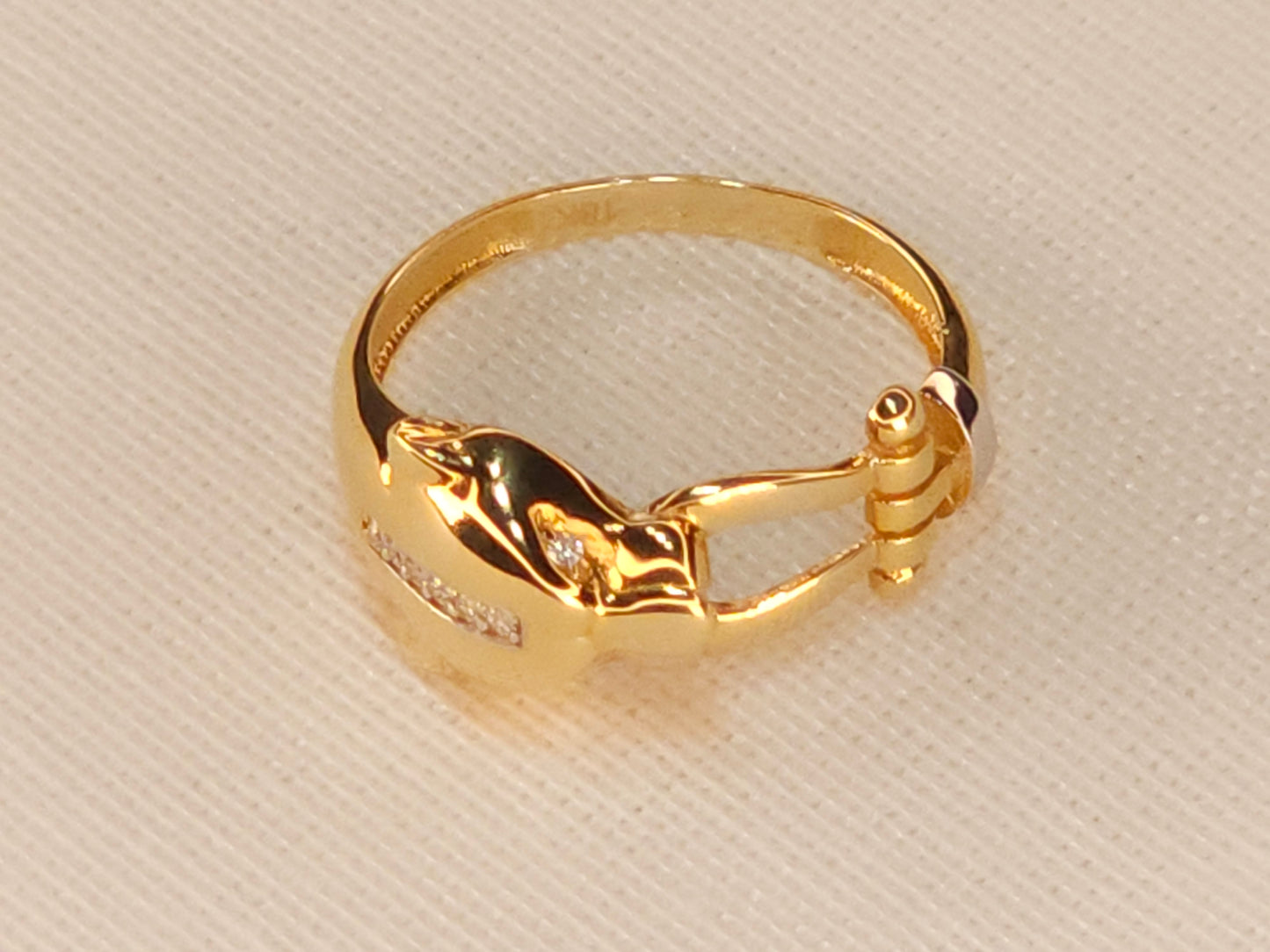 Gold Panther Ring with Crystals.
