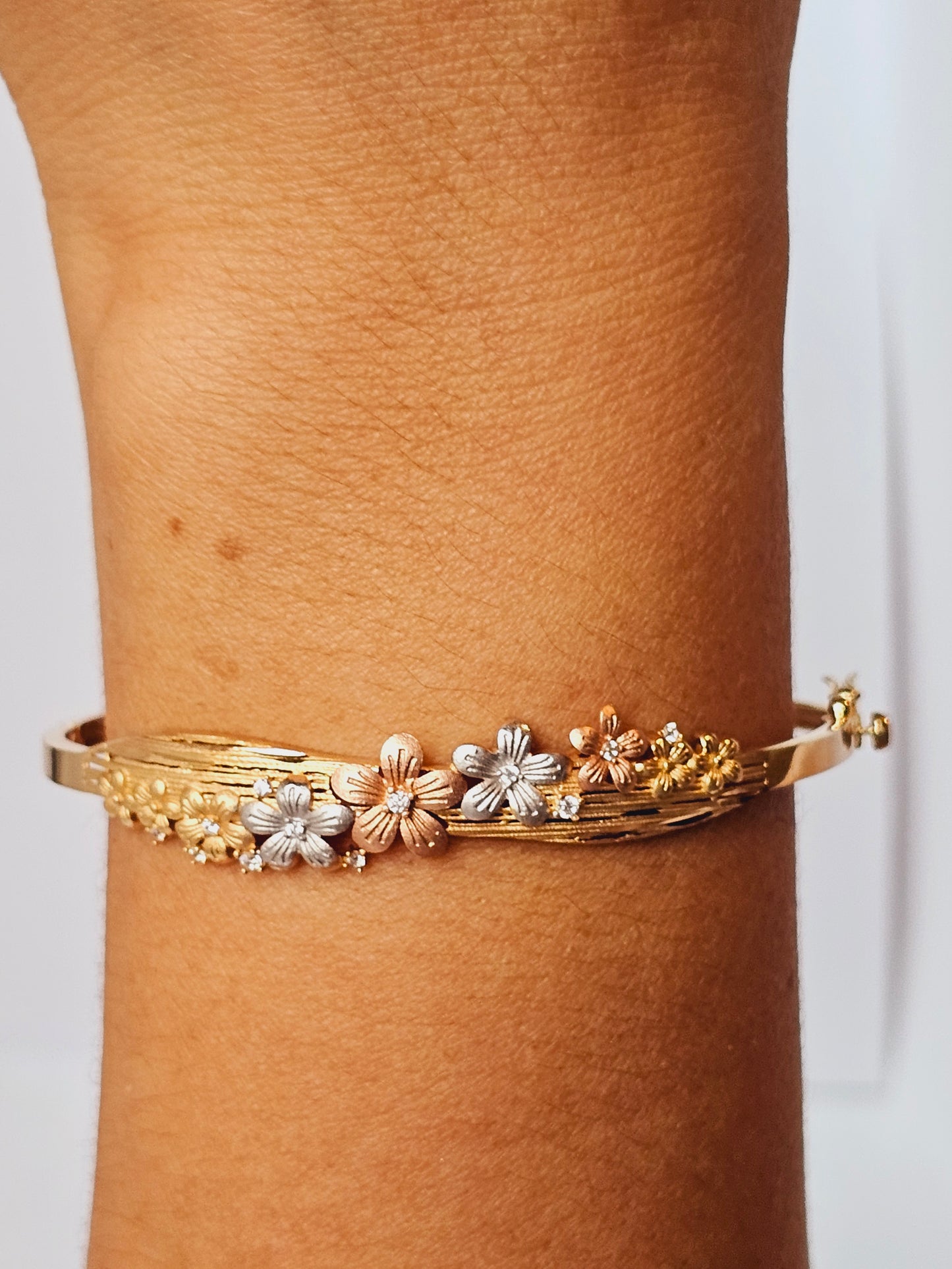Bracelet Flowers 3 tones