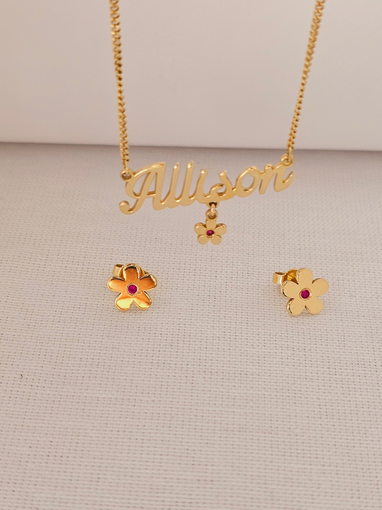 18k Gold kids set Necklace with earrings