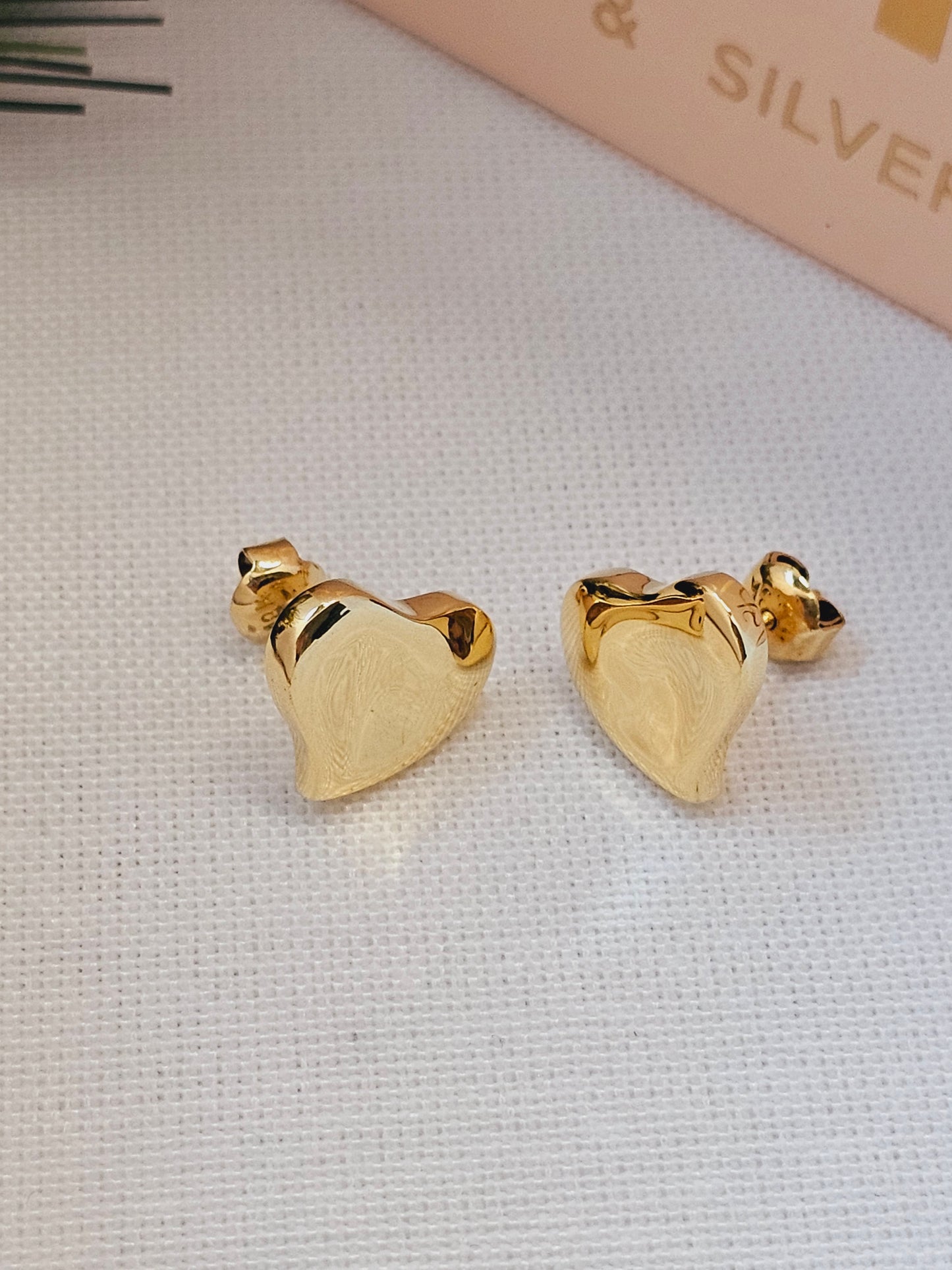 Heart earrings gold solid 18k