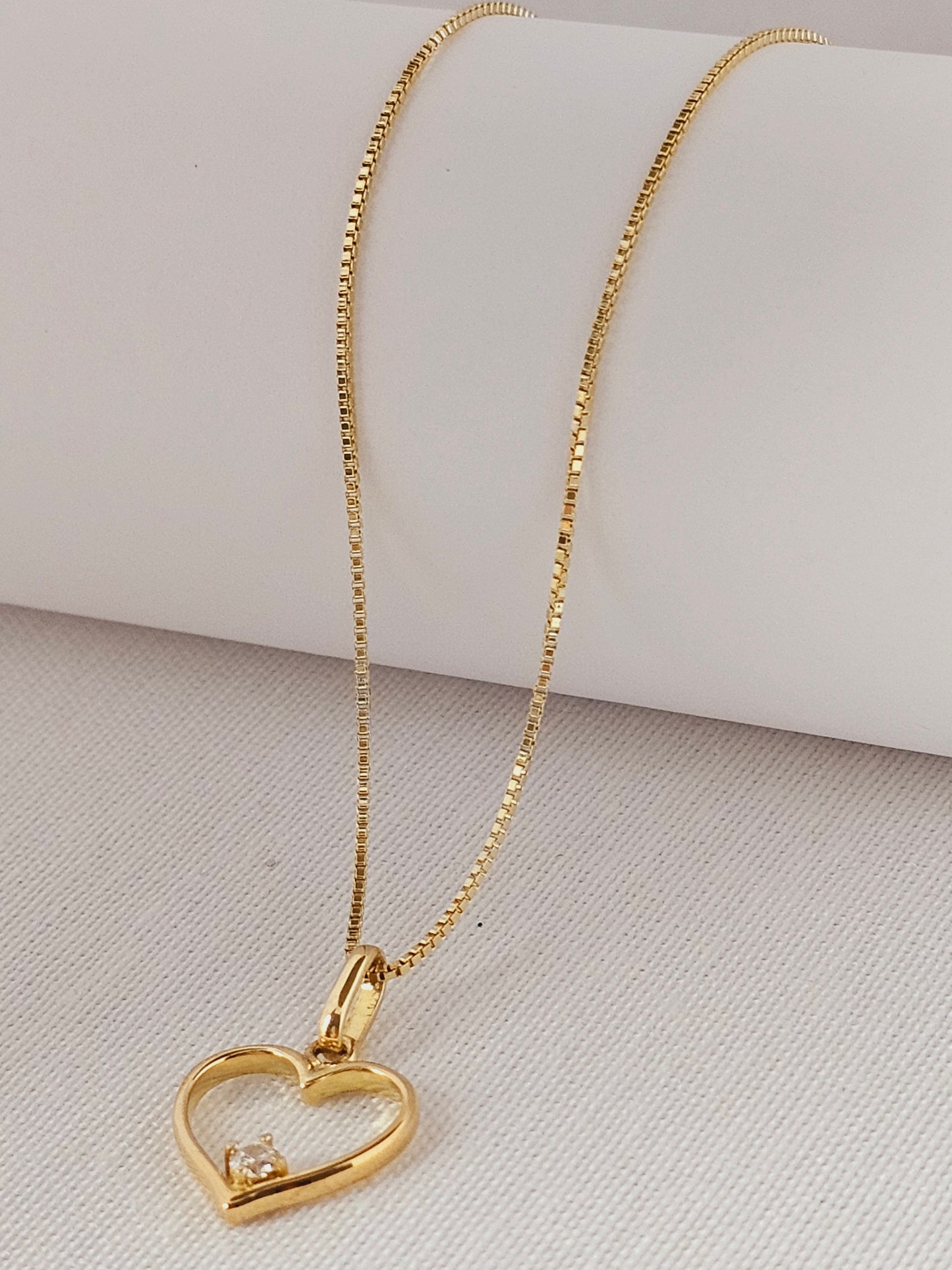 Solid Chain with heart Gold 18k