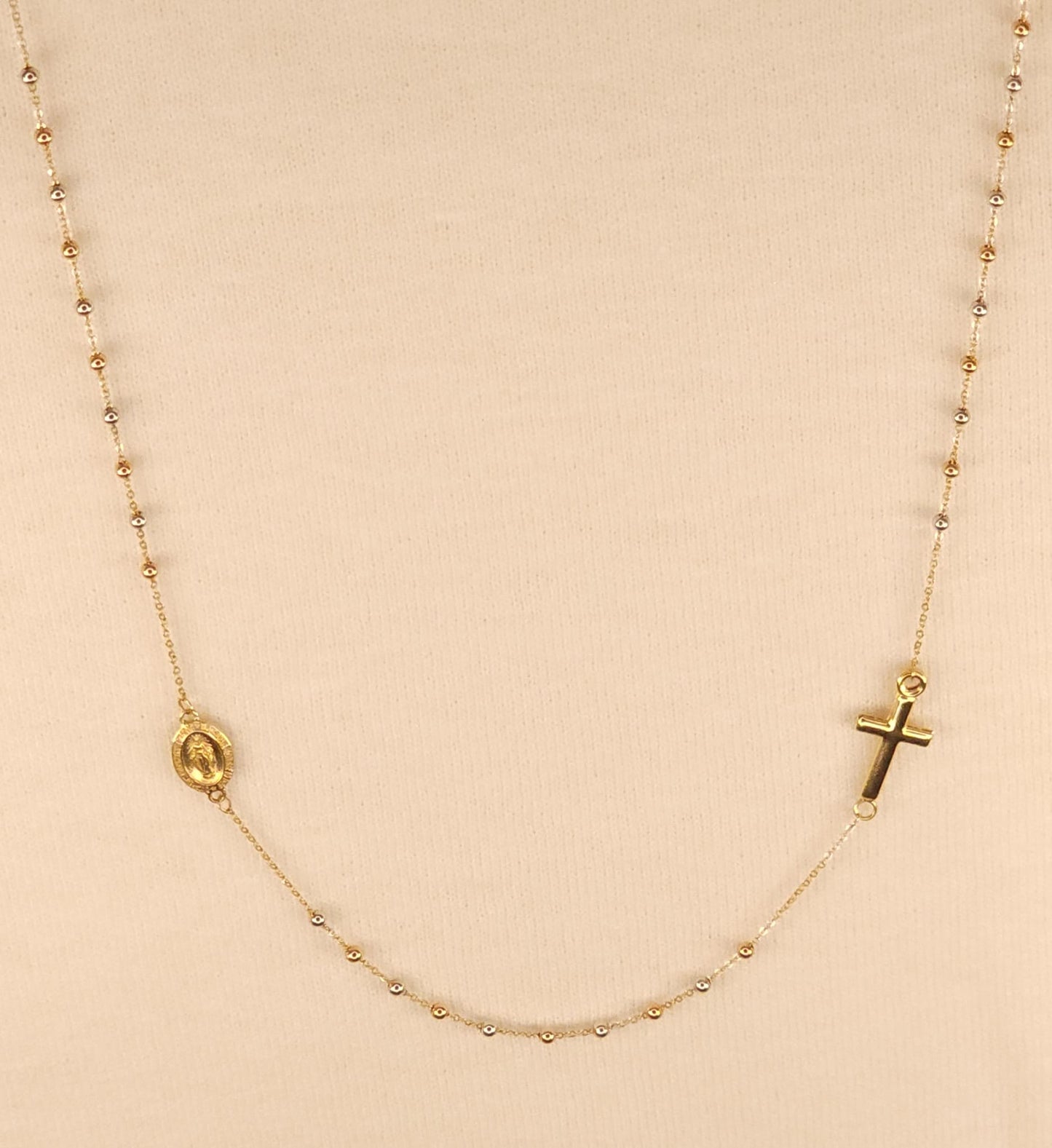 Cadena Choker Rosario Gold 3 tones.