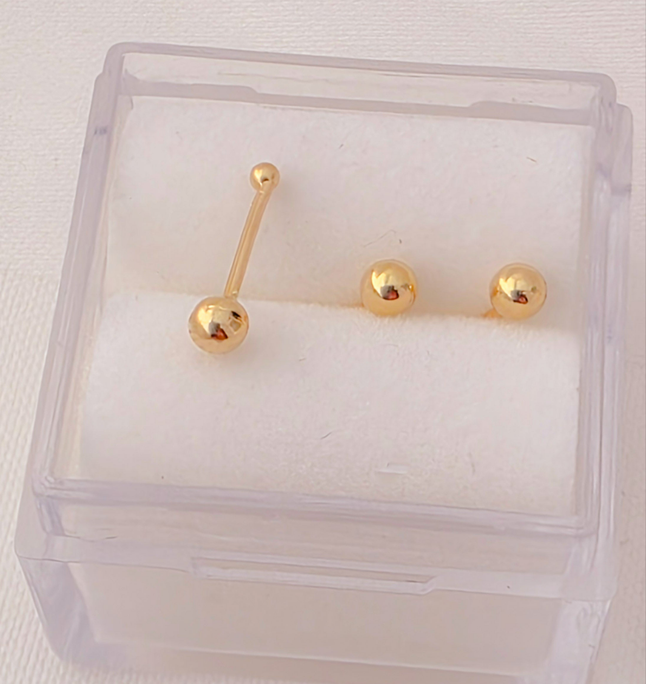 Piercing 14 gold, 2.5mm ball nose ring,ball backing