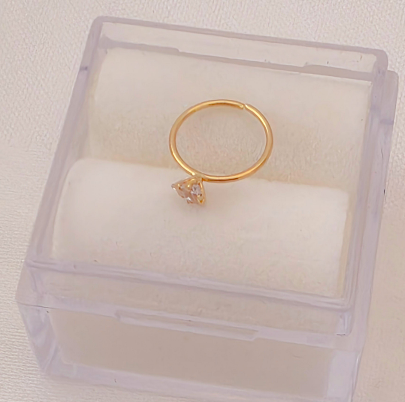Triangle CZ nose ring 14k gold