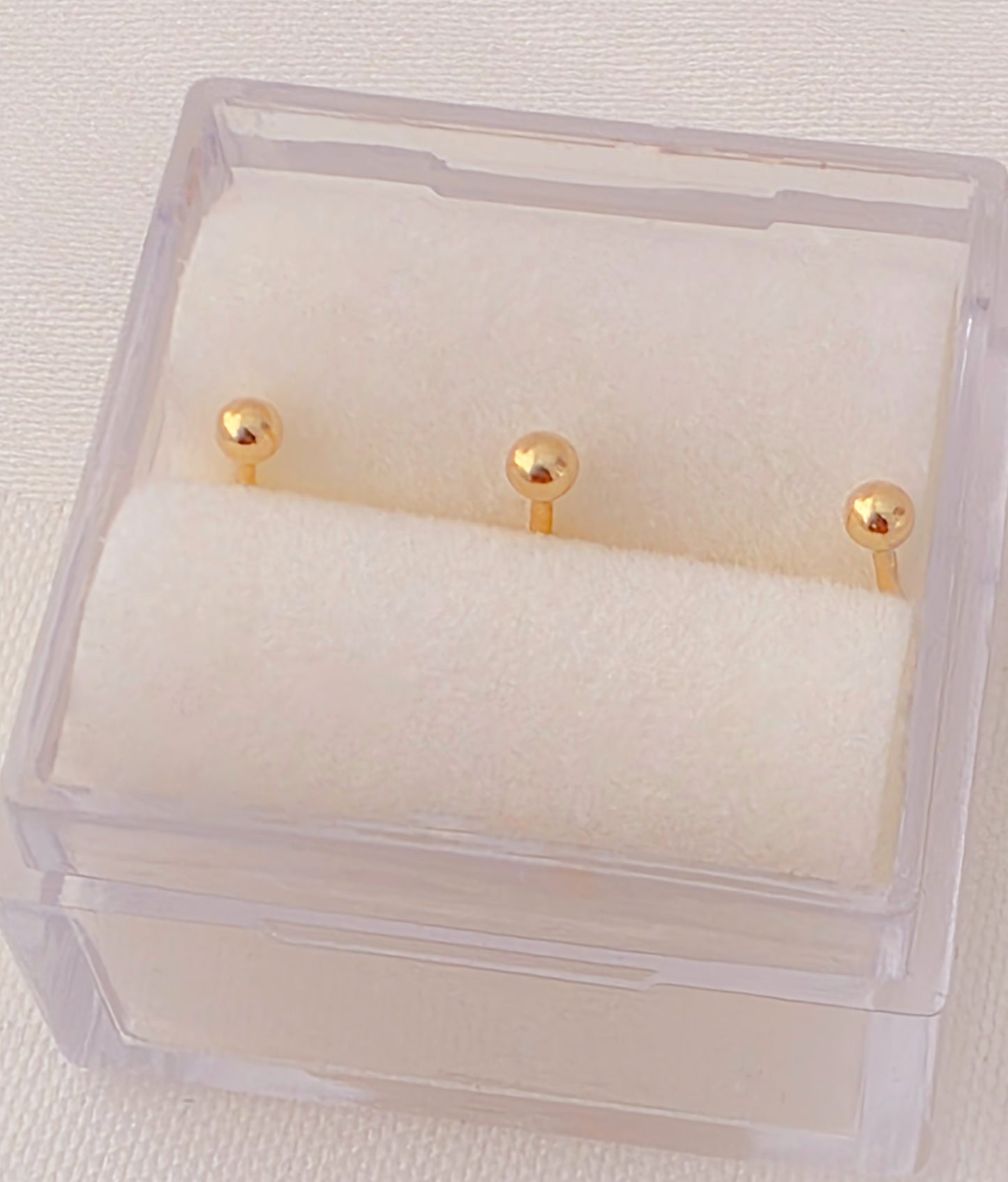 Piercing 2mm ball nose ring,L backing, 14k gold