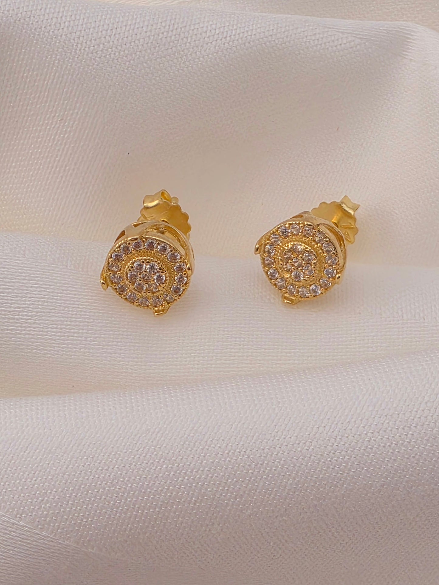 14k Gold Sparkle Cluster Stud Earrings
