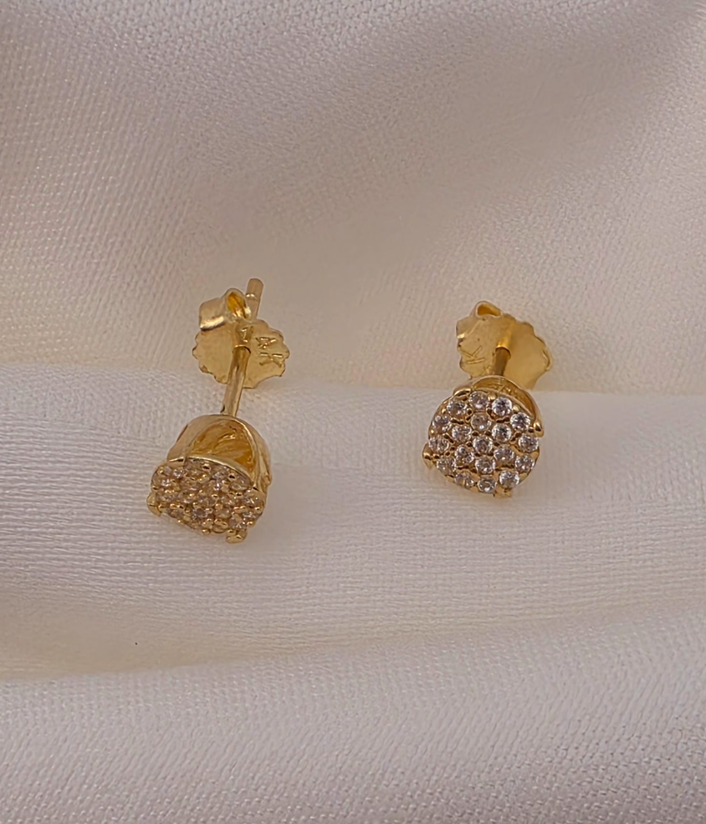 14k Gold Petite Pave Stud Earrings