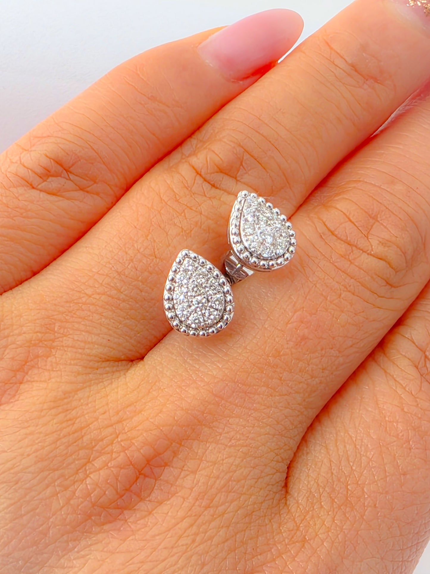 Teardrop Diamond Cluster Stud Earrings