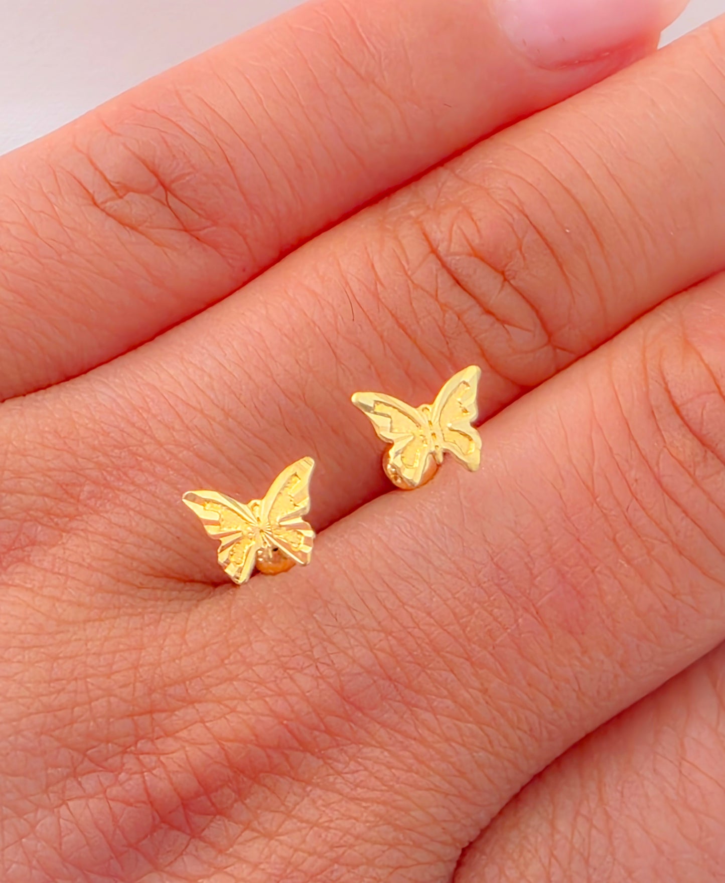 18k Gold Butterfly Stud Earrings for Babies.