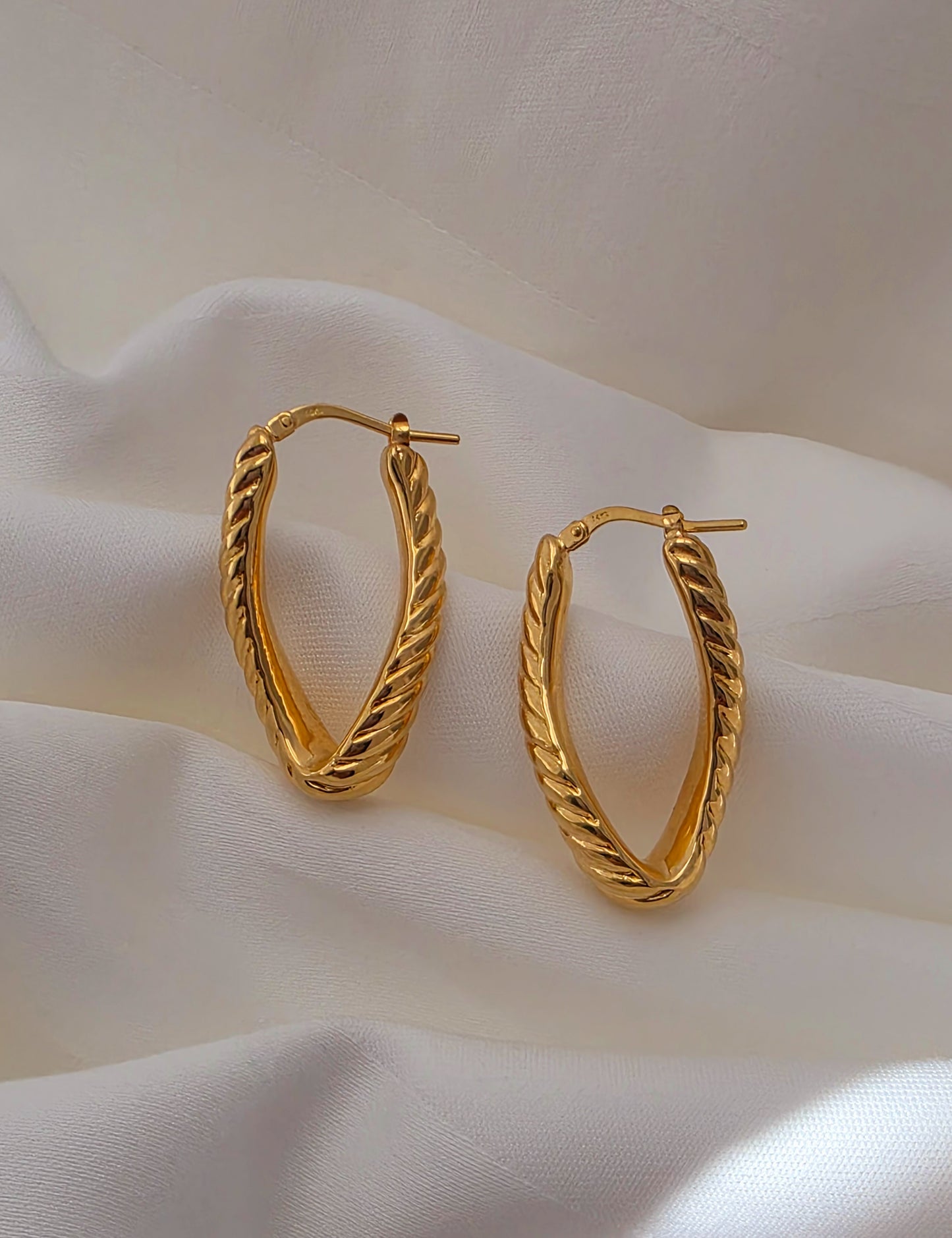 14k Gold Twisted Hoop Earrings