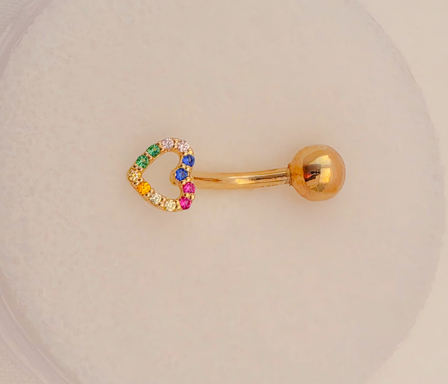 Heart silhovette Belly ring 14k gold