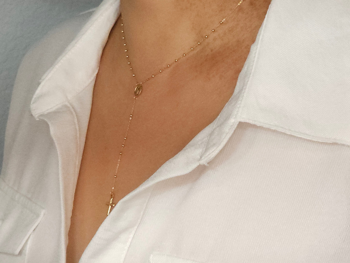 18K Gold Rosary Chain.