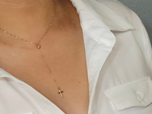 18K Gold Rosary Chain.