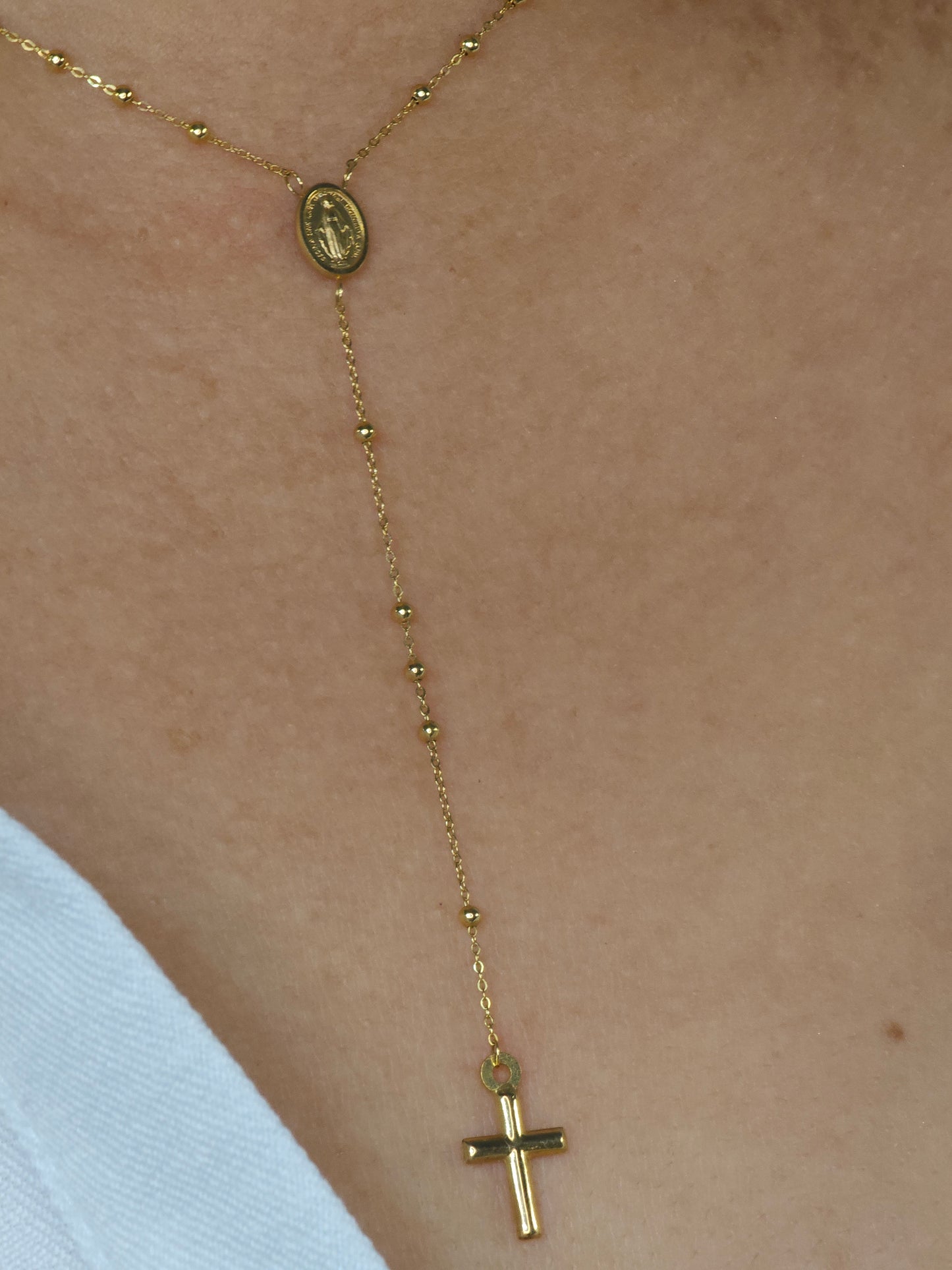 18K Gold Rosary Chain.