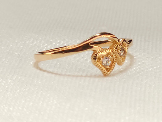 Two Heart Cristal Gold Ring.