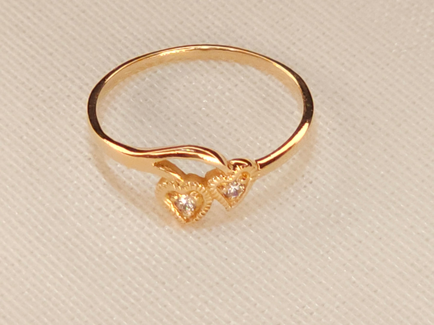 Two Heart Cristal Gold Ring.