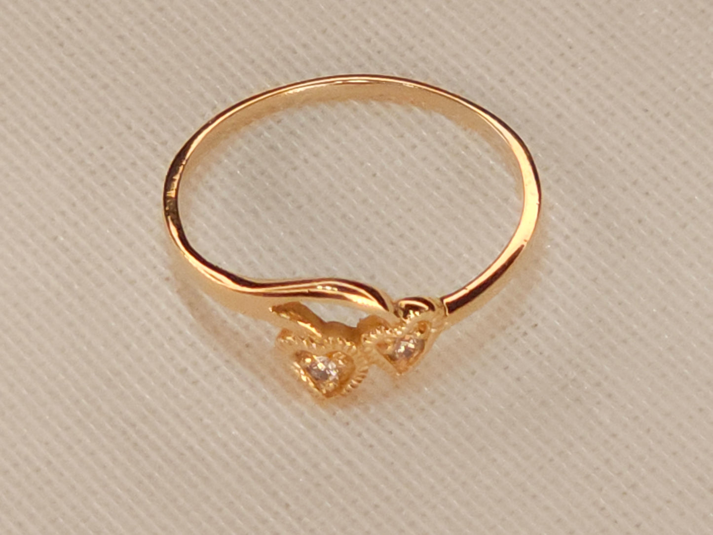 Two Heart Cristal Gold Ring.