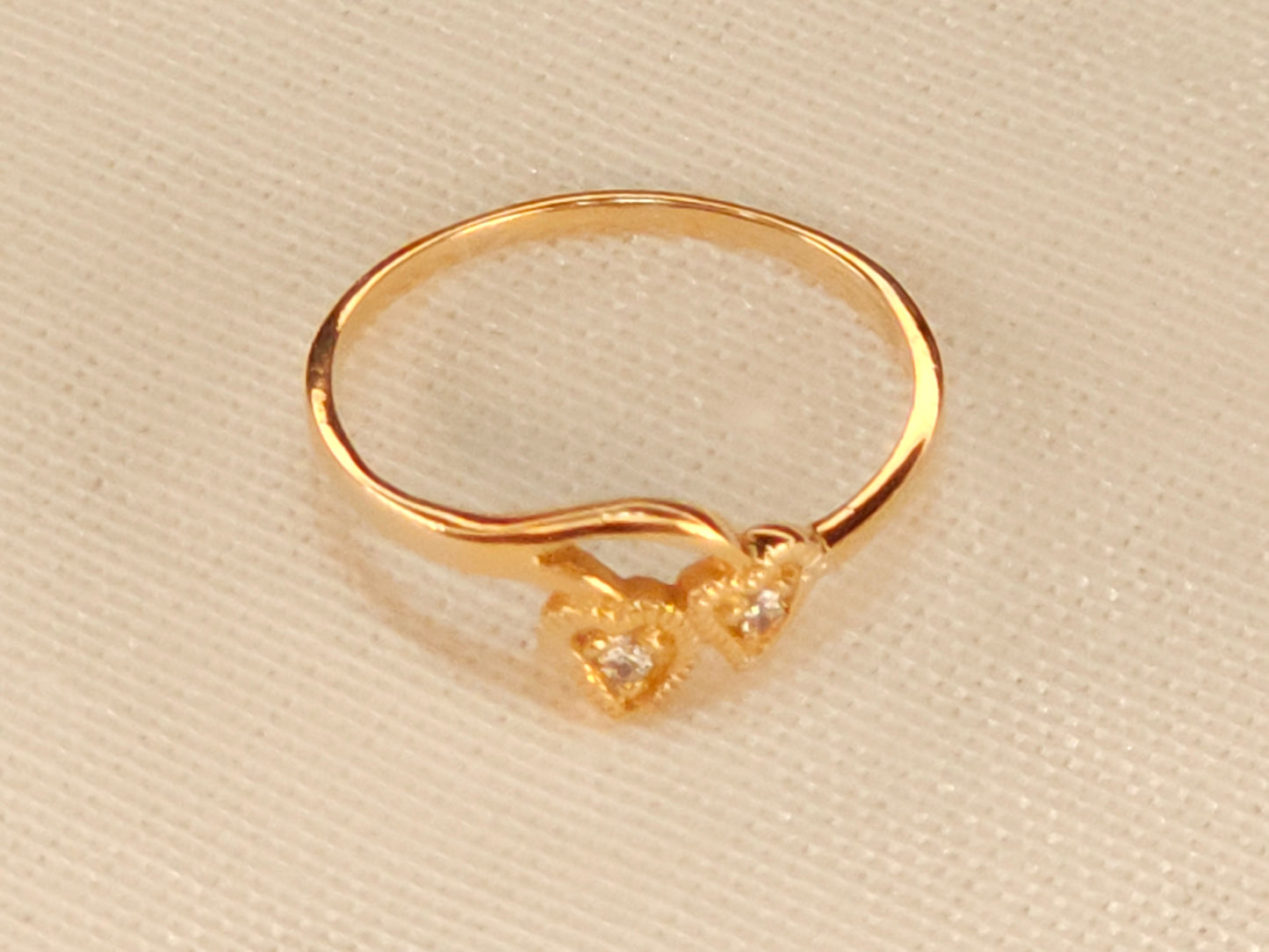 Two Heart Cristal Gold Ring.