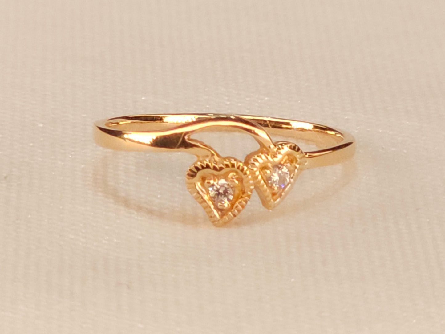 Two Heart Cristal Gold Ring.