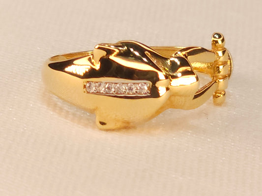 Gold Panther Ring with Crystals.