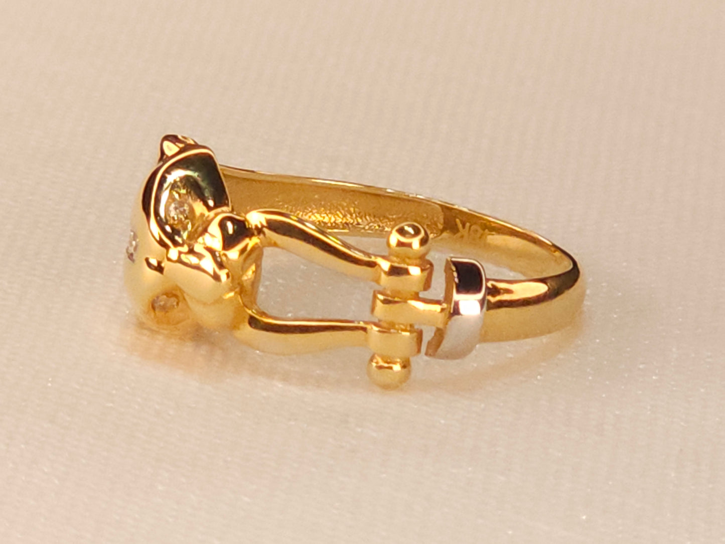 Gold Panther Ring with Crystals.