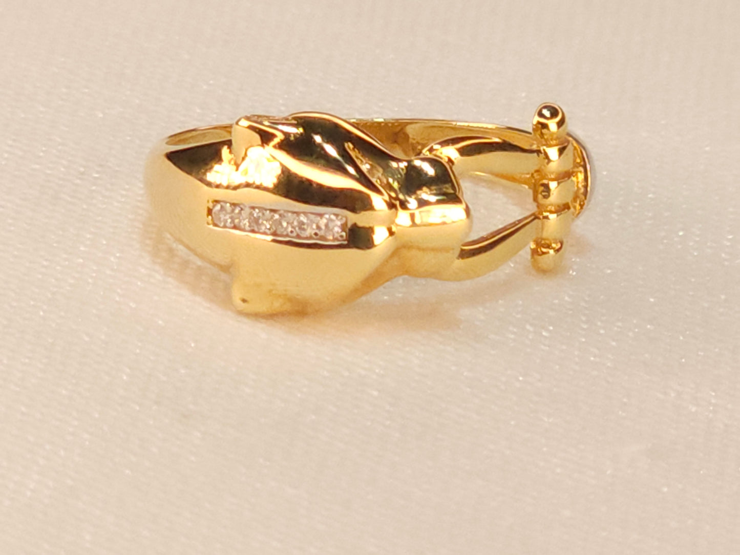 Gold Panther Ring with Crystals.