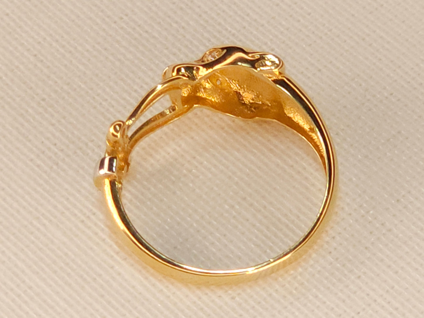 Gold Panther Ring with Crystals.