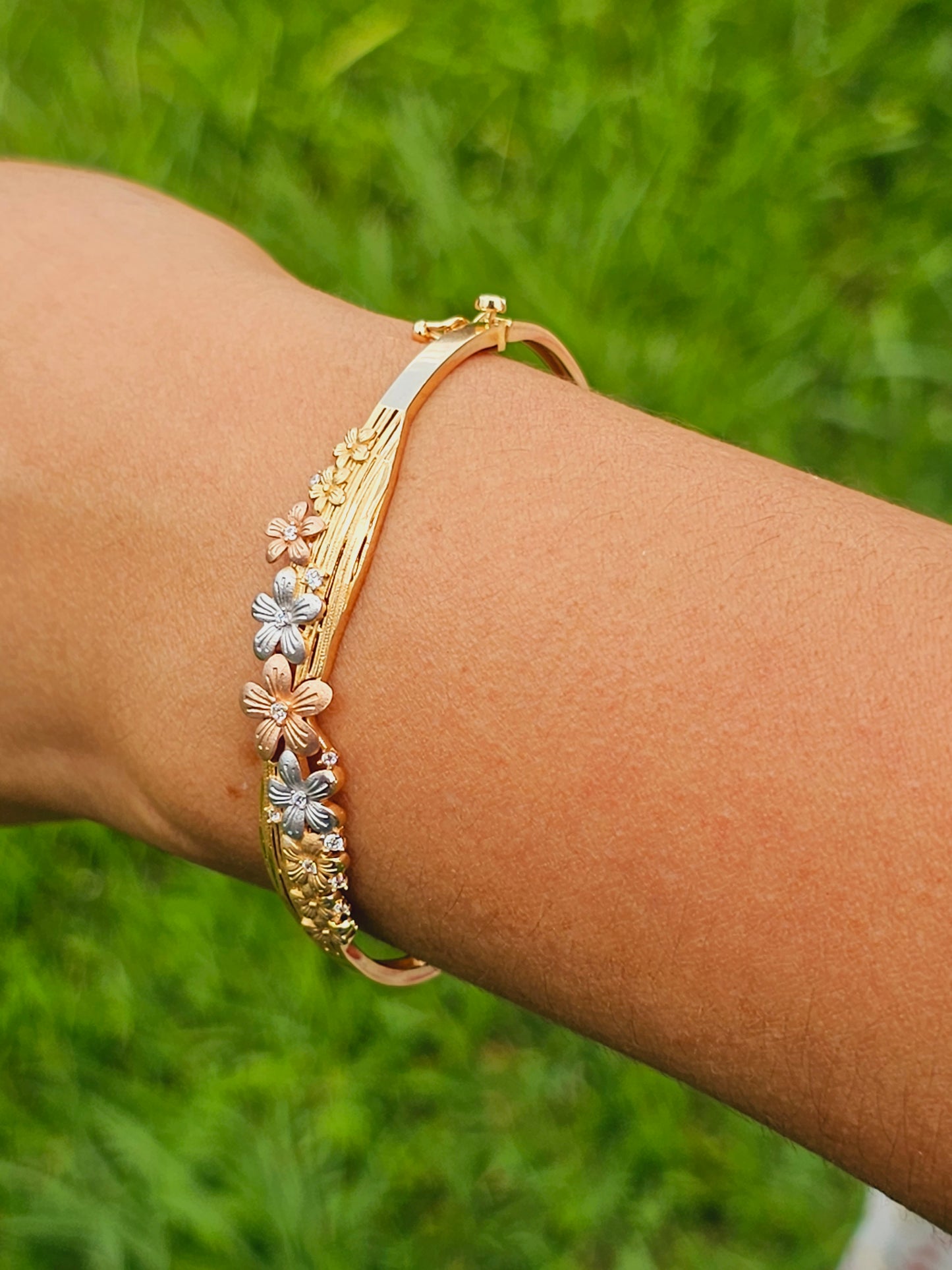 Bracelet Flowers 3 tones
