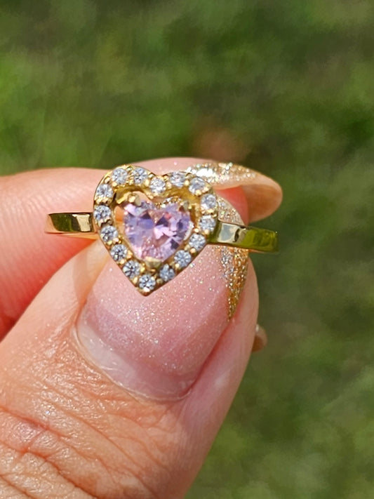 Heart Gold with Cristal Stones 2 tone.