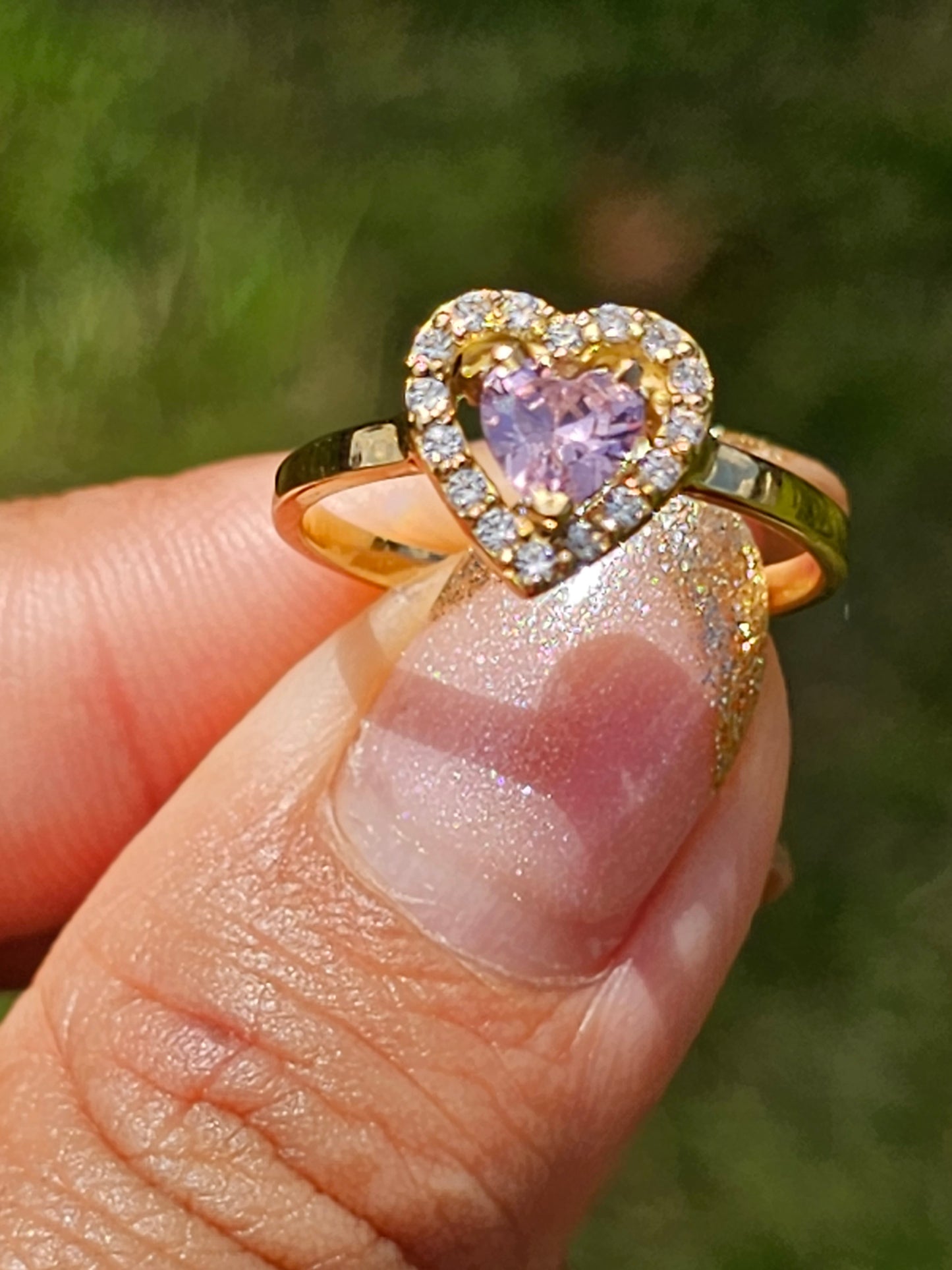 Heart Gold with Cristal Stones 2 tone.