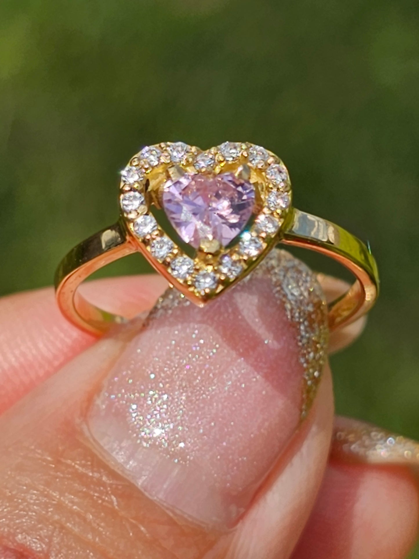 Heart Gold with Cristal Stones 2 tone.