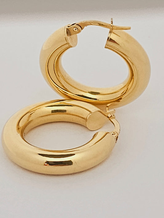 Tubular Hoop Gold Earring.