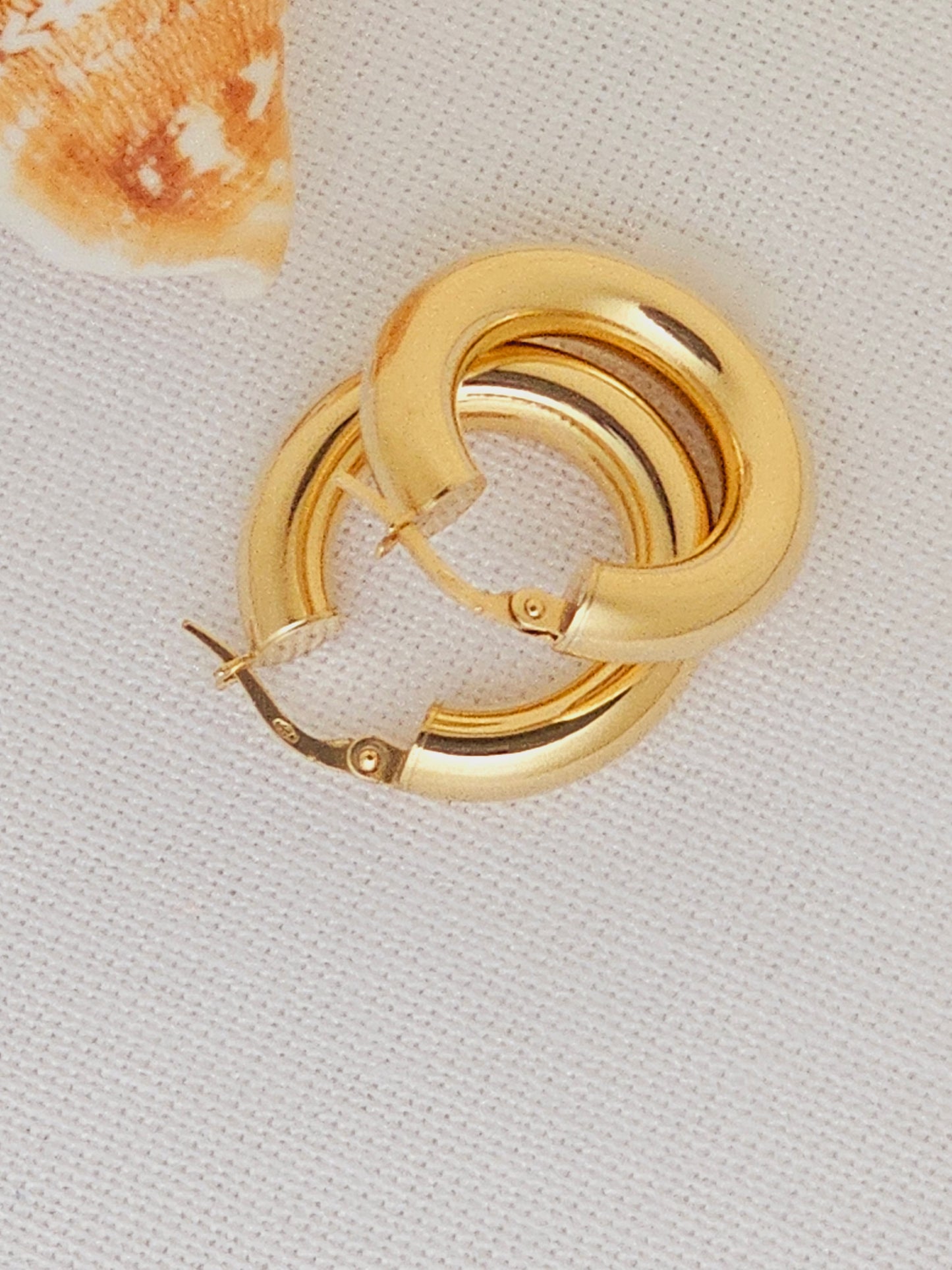 Tubular Hoop Gold Earring.