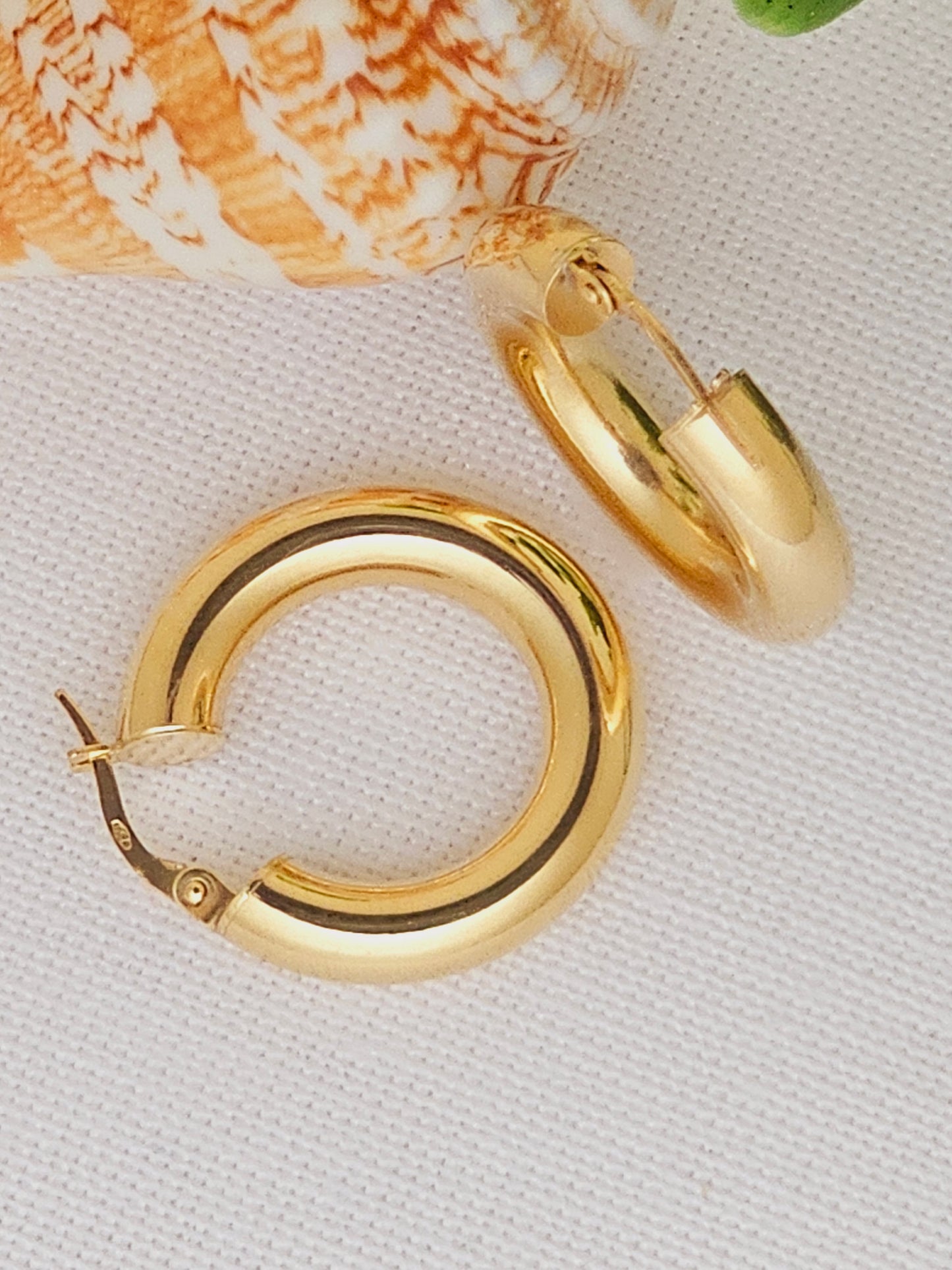 Tubular Hoop Gold Earring.