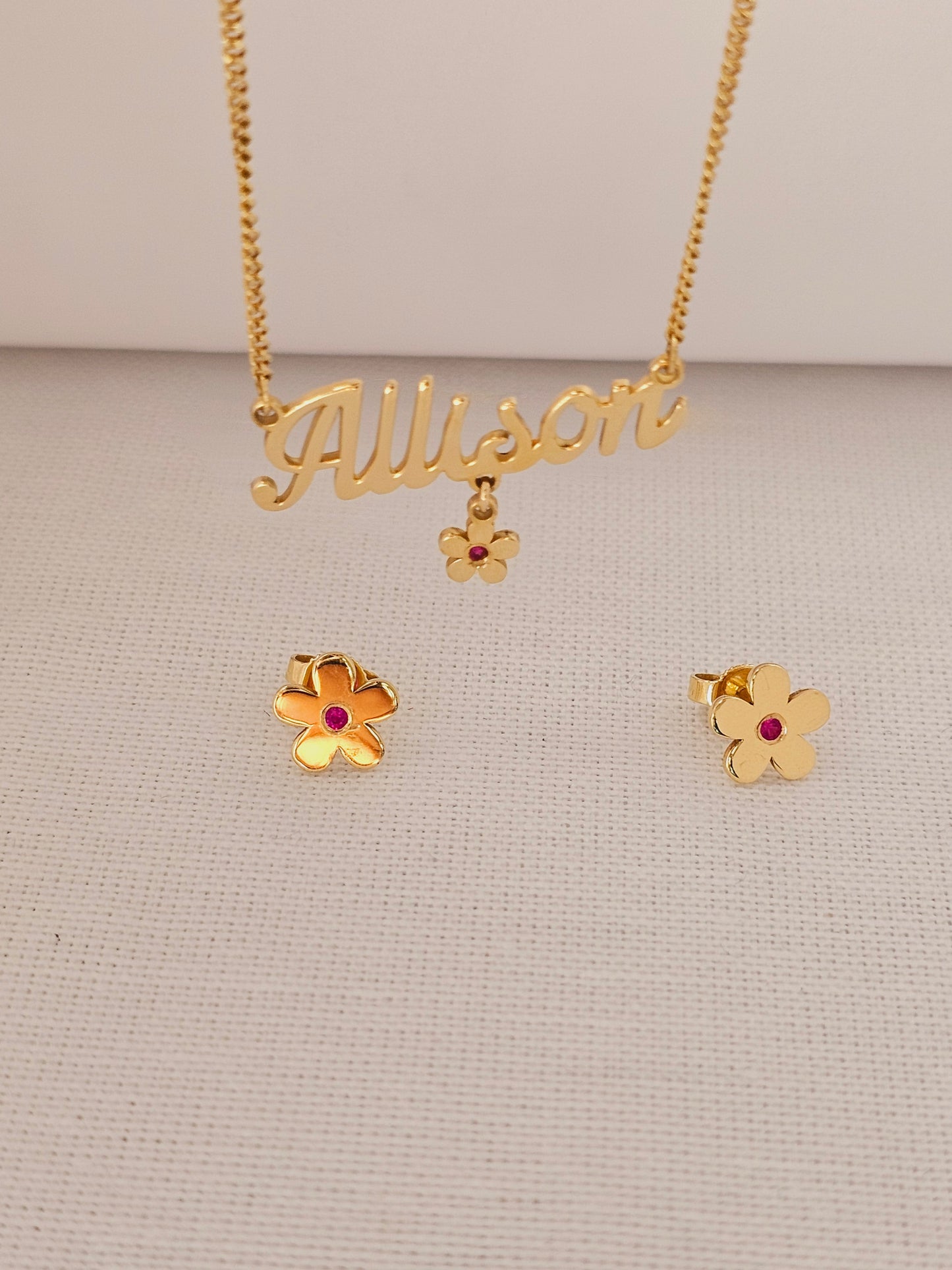 18k Gold kids set Necklace with earrings
