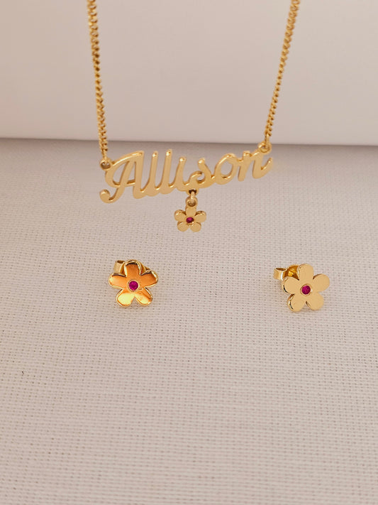 18k Gold kids set Necklace with earrings