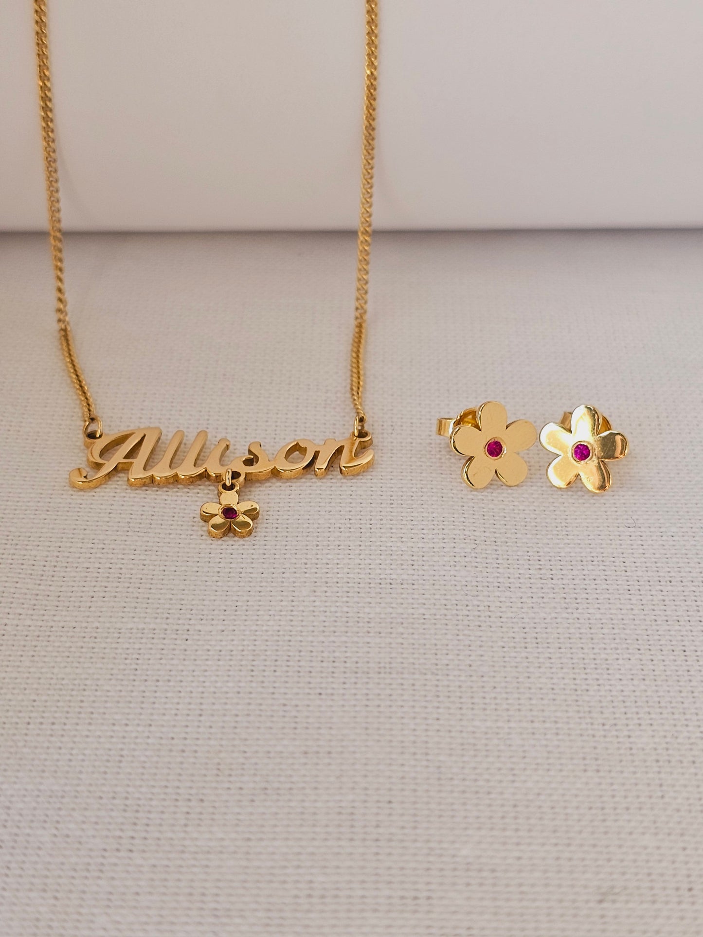 18k Gold kids set Necklace with earrings