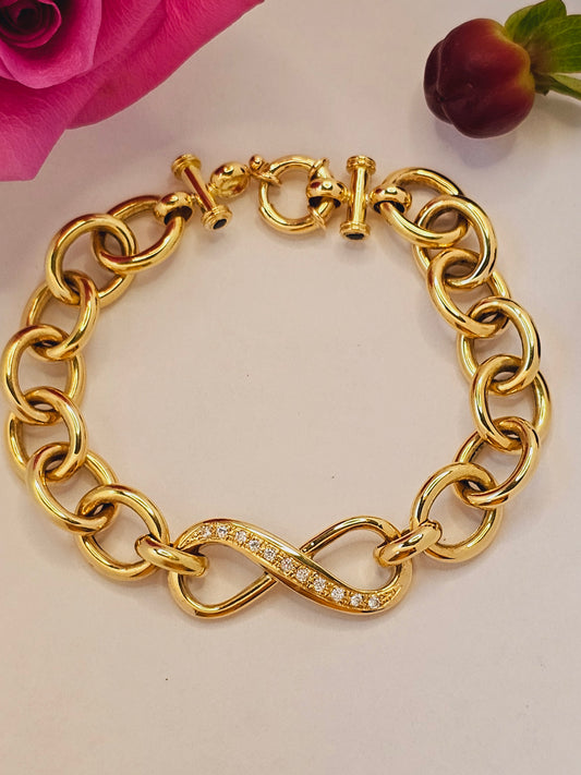 Gold chain bracelet with infinity simbol 18k solid gold