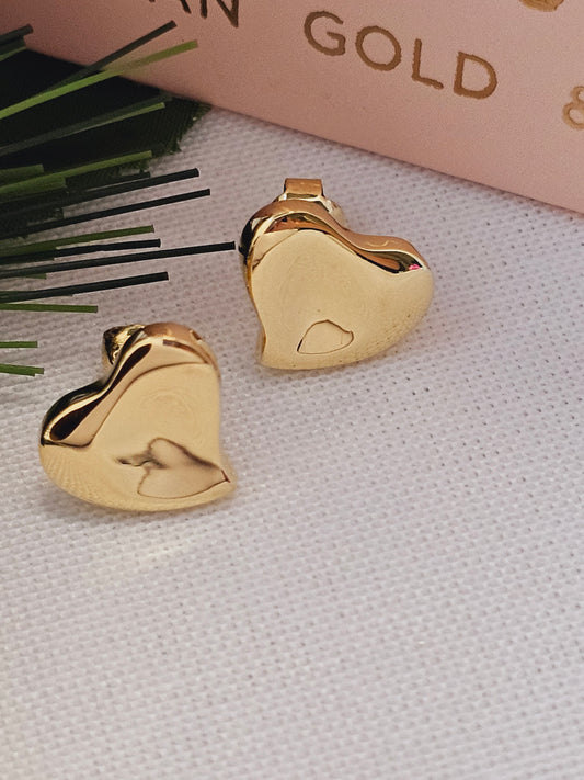 Earrings Heart Gold solid 18k