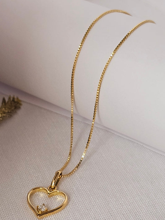 Solid Chain with heart Gold 18k