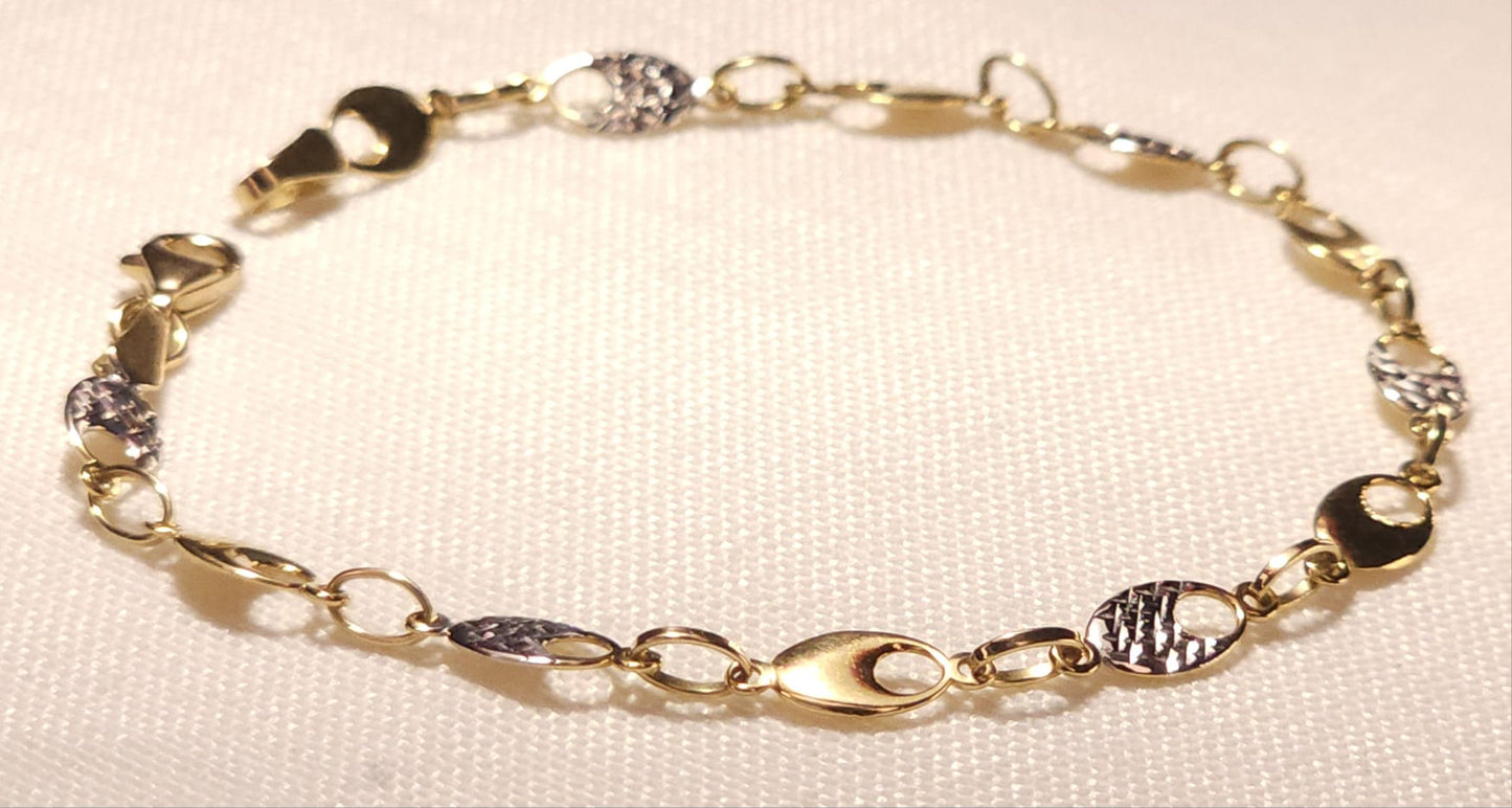 Bracelet Oro plana en 2 tonos.