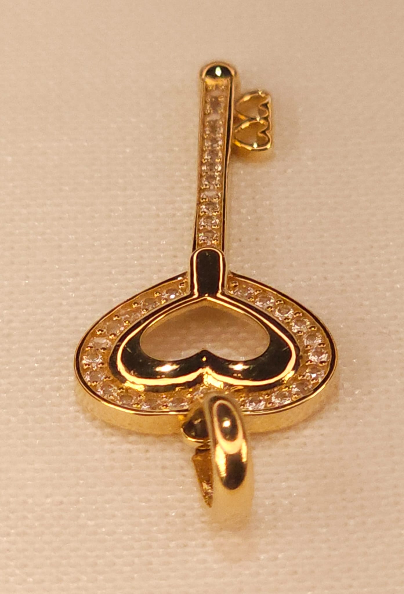 Key Cross Gold Pendant with Cristals.