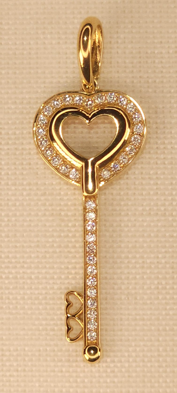 Key Cross Gold Pendant with Cristals.