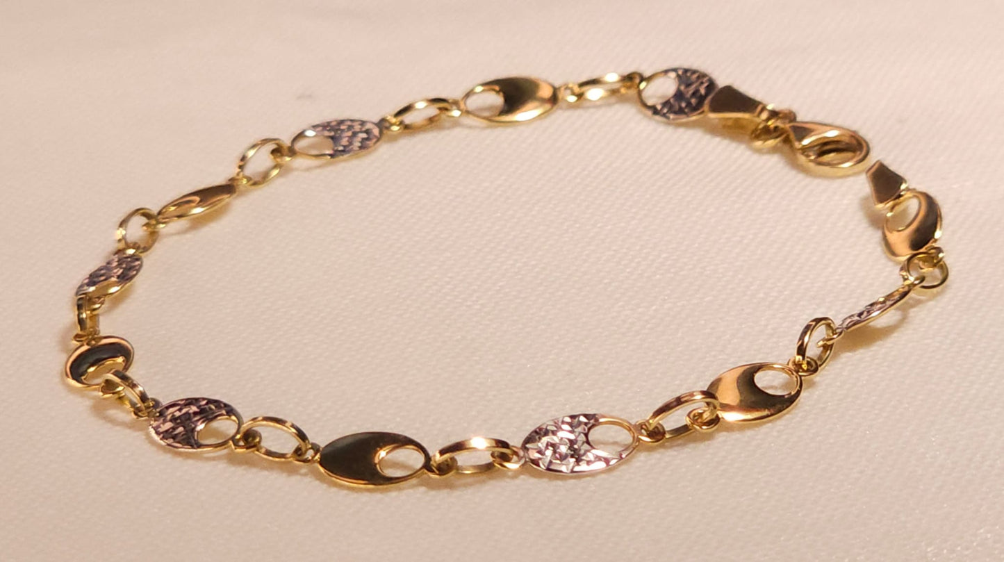 Bracelet Oro plana en 2 tonos.