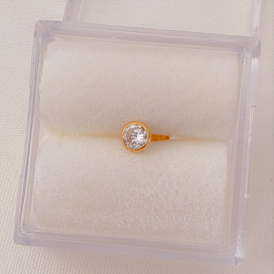 Piercing 14k gold,3mm Bezel C2 cartilage