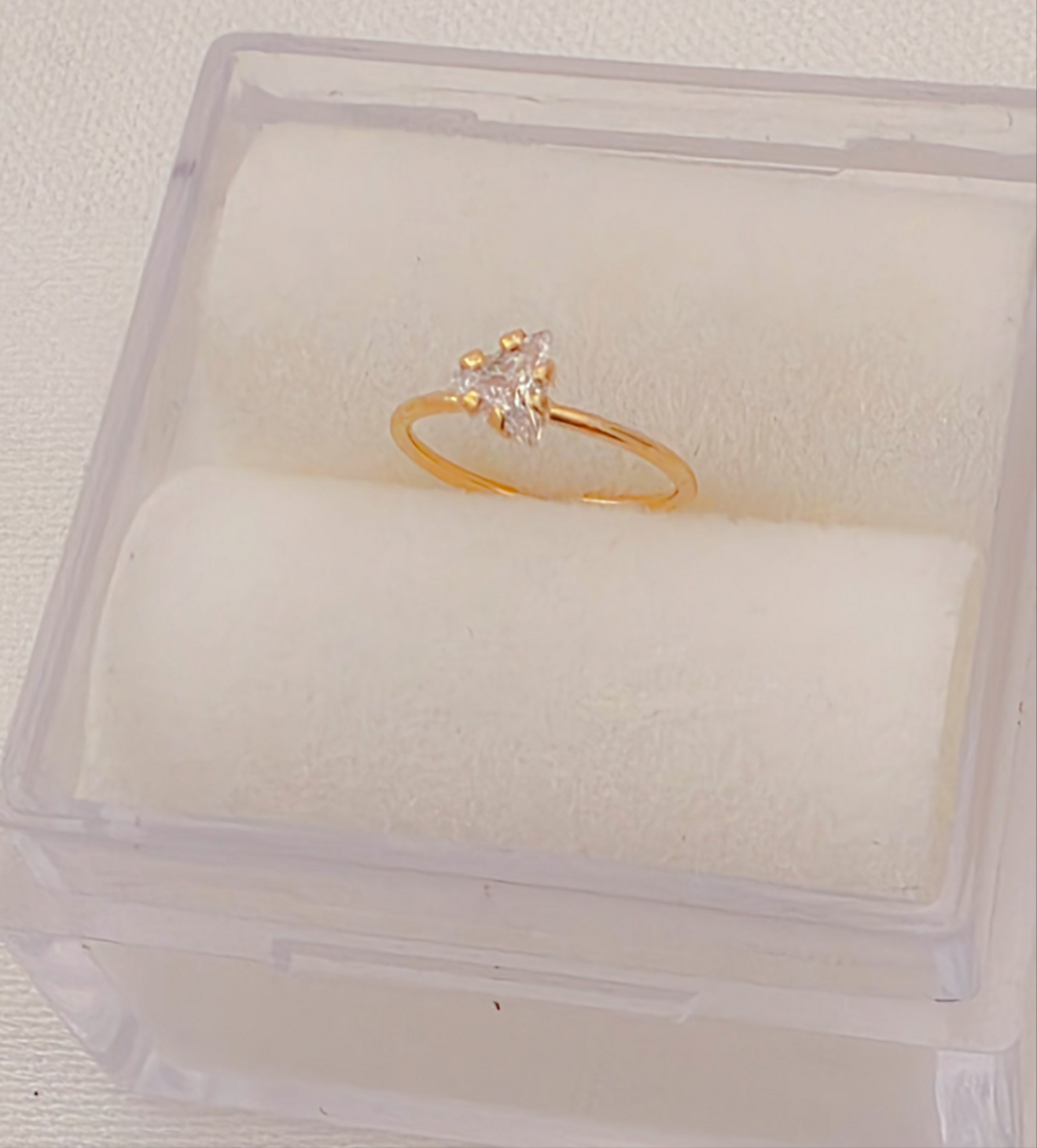 Triangle CZ nose ring 14k gold