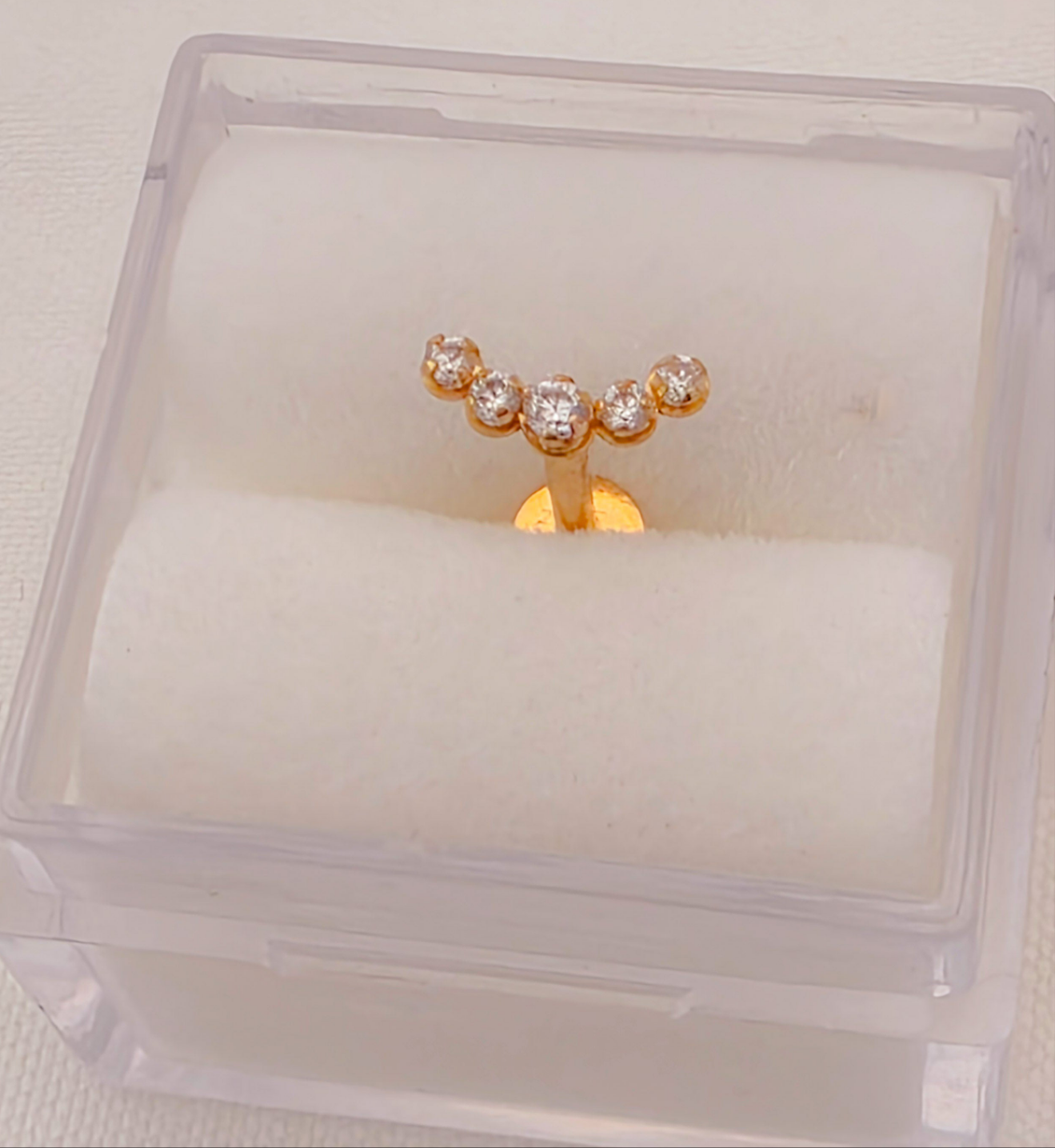 Cartilage piercing 14k gold, five curve CZ