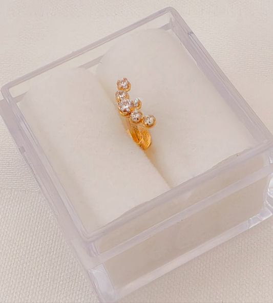 Cartilage piercing 14k gold, five curve CZ