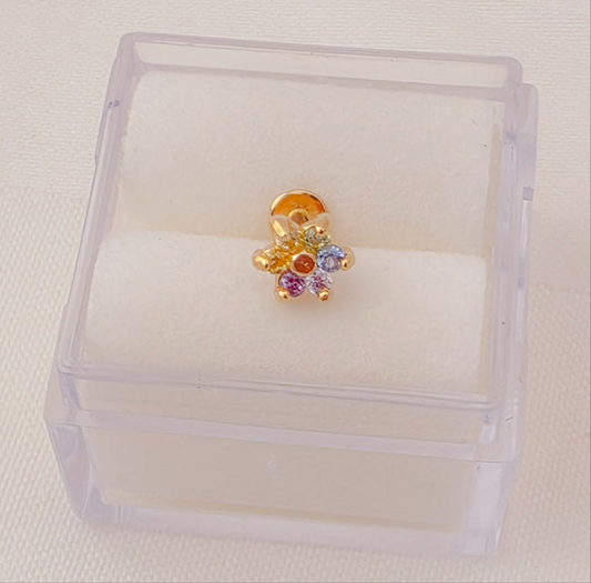 Piercing CZ flower cartilage, 14k gold